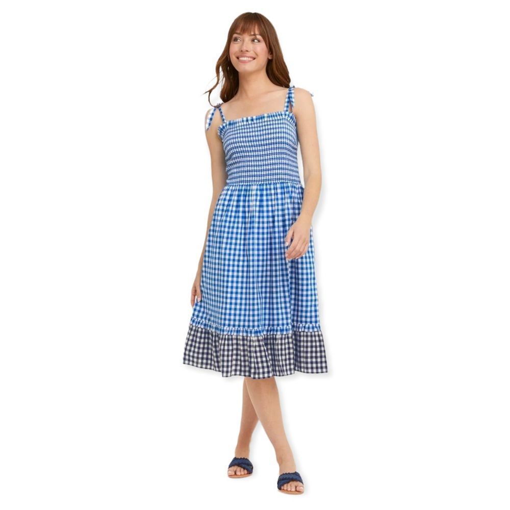 Draper James Taylor Smocked Gingham Midi Dress